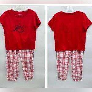 VICTORIA SECRET Plaid red woman loungewear cotton blend casual comfort PJ set M